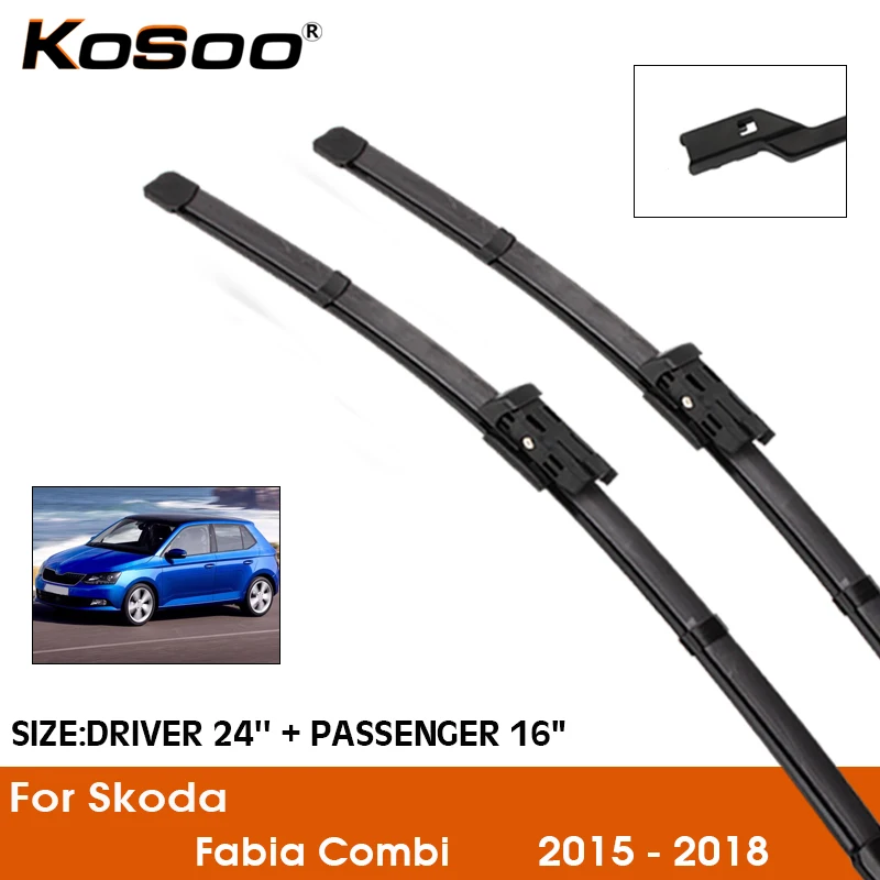 

Car Wiper For Skoda Fabia Combi 2015-2018 Windshield Rubber Silicon Refill Front Window Wiper Blades 24"+16" LHD RHD Accessories