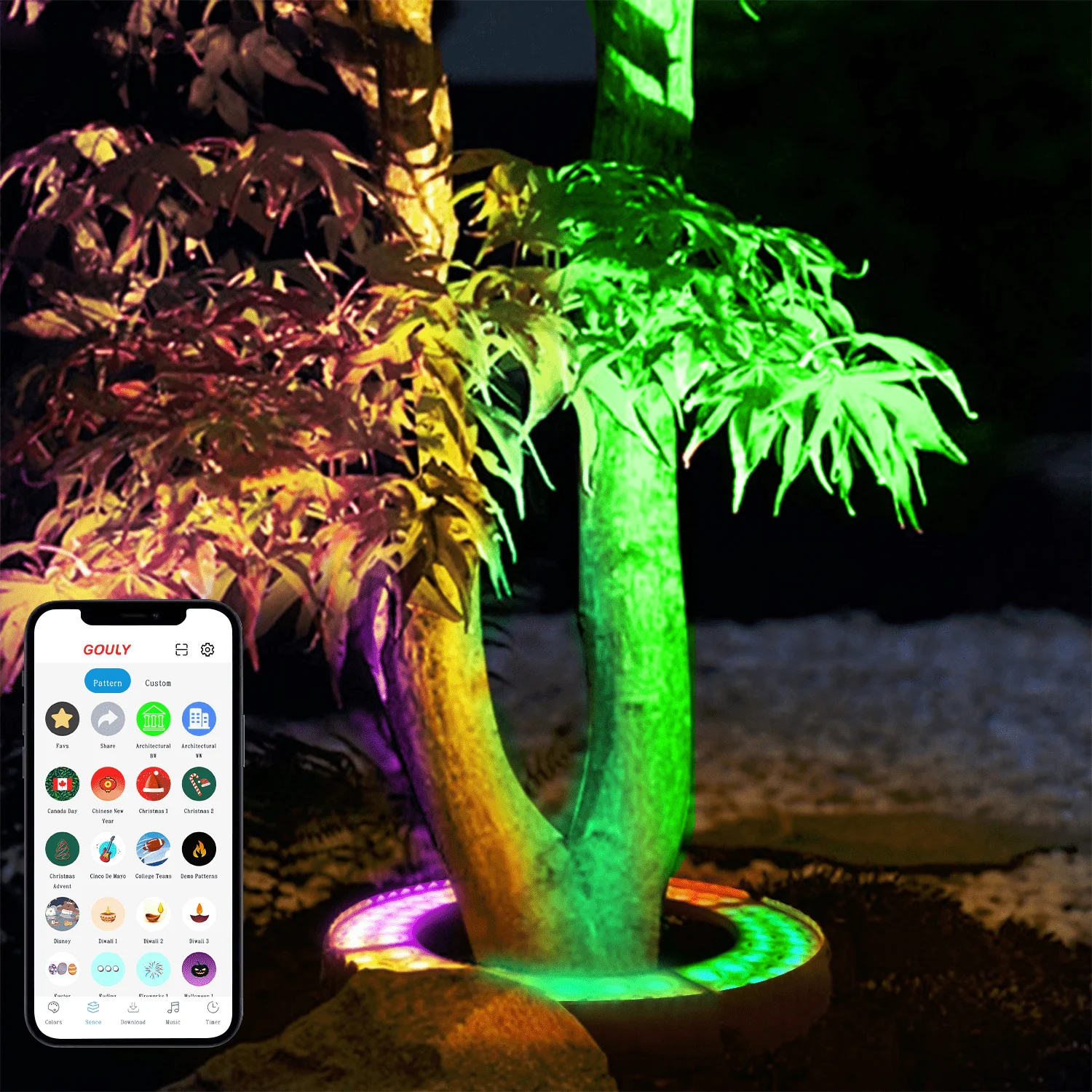 Christmas Palm Tree Lights Outdoor IP65 LED Hug Tree Light for Garden Landscape Street Artificial Palm Tree Decoration