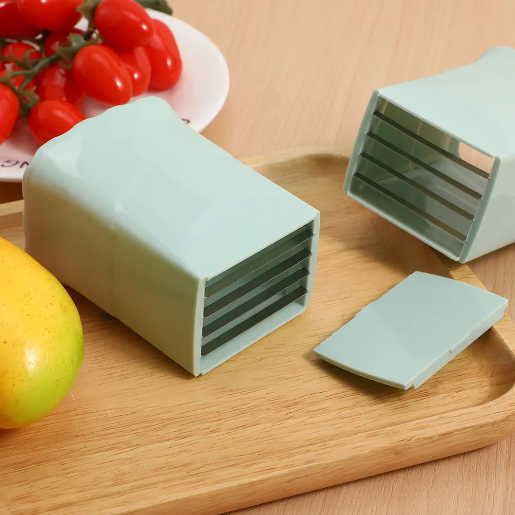 

2Pcs FruitSlicer VegetableCutter PotatoSlicer Multifunctional KitchenTool GreenDeepBlue SafeUse StainlessSteel Plastic