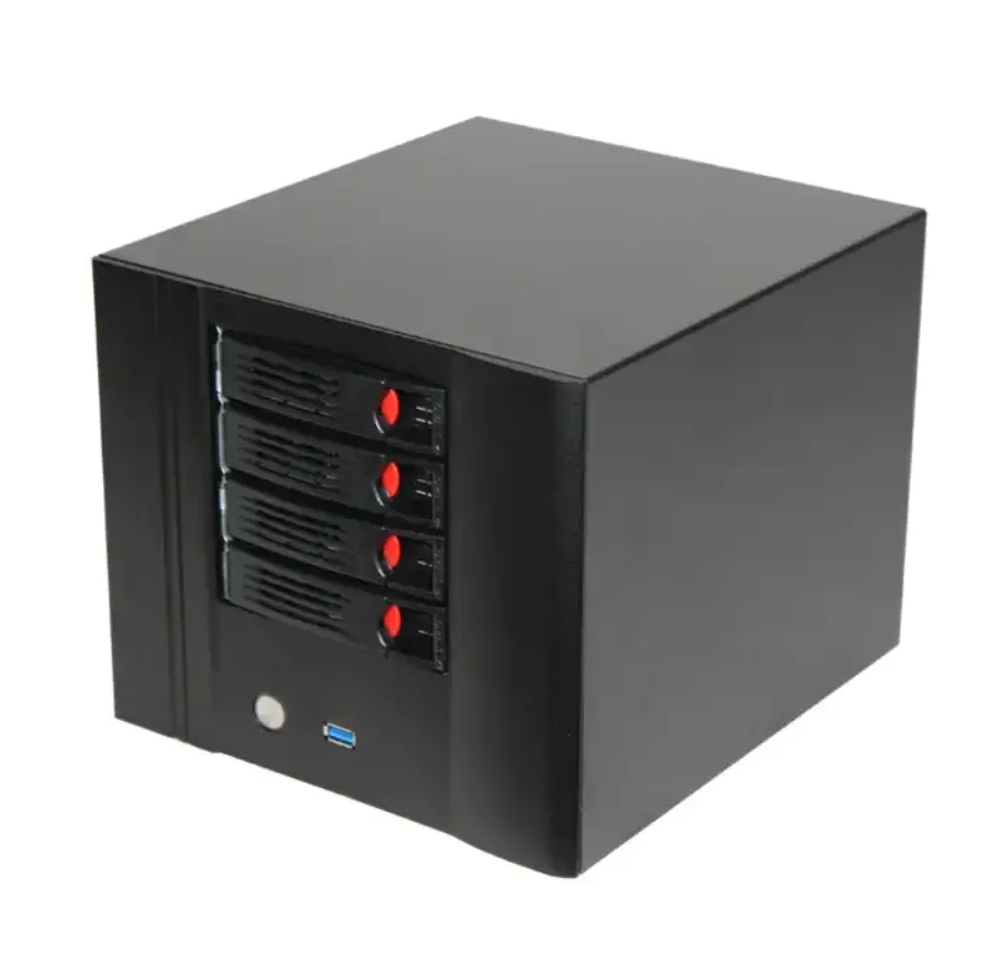 High quality 4 hot swap bays mini nas server data storage case with 2.5 or 3.5 hard drive