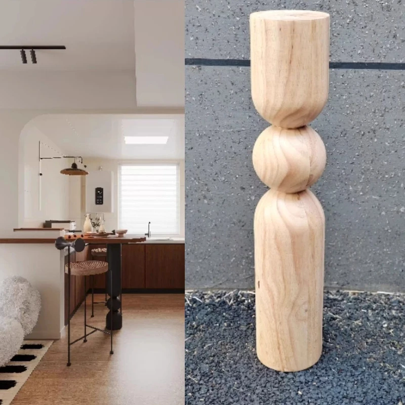 French Retro Bar Feet Creative Solid Wood Table Legs Gourd Shape Furniture Legs Designer Support Feet for Modern Home Furniture