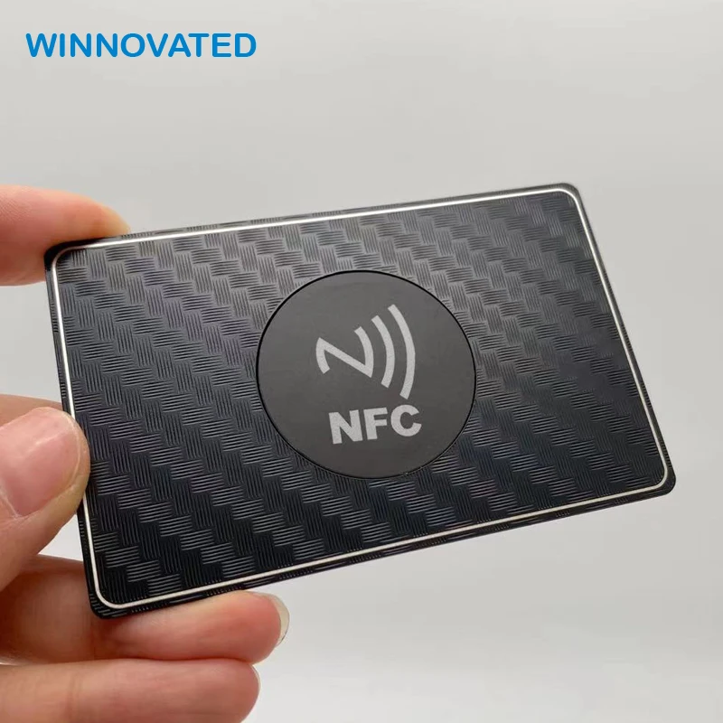 Customized product Hot Sell Matte Black Laser NFC Metal Business Card Chip Invisible for Social Media Share