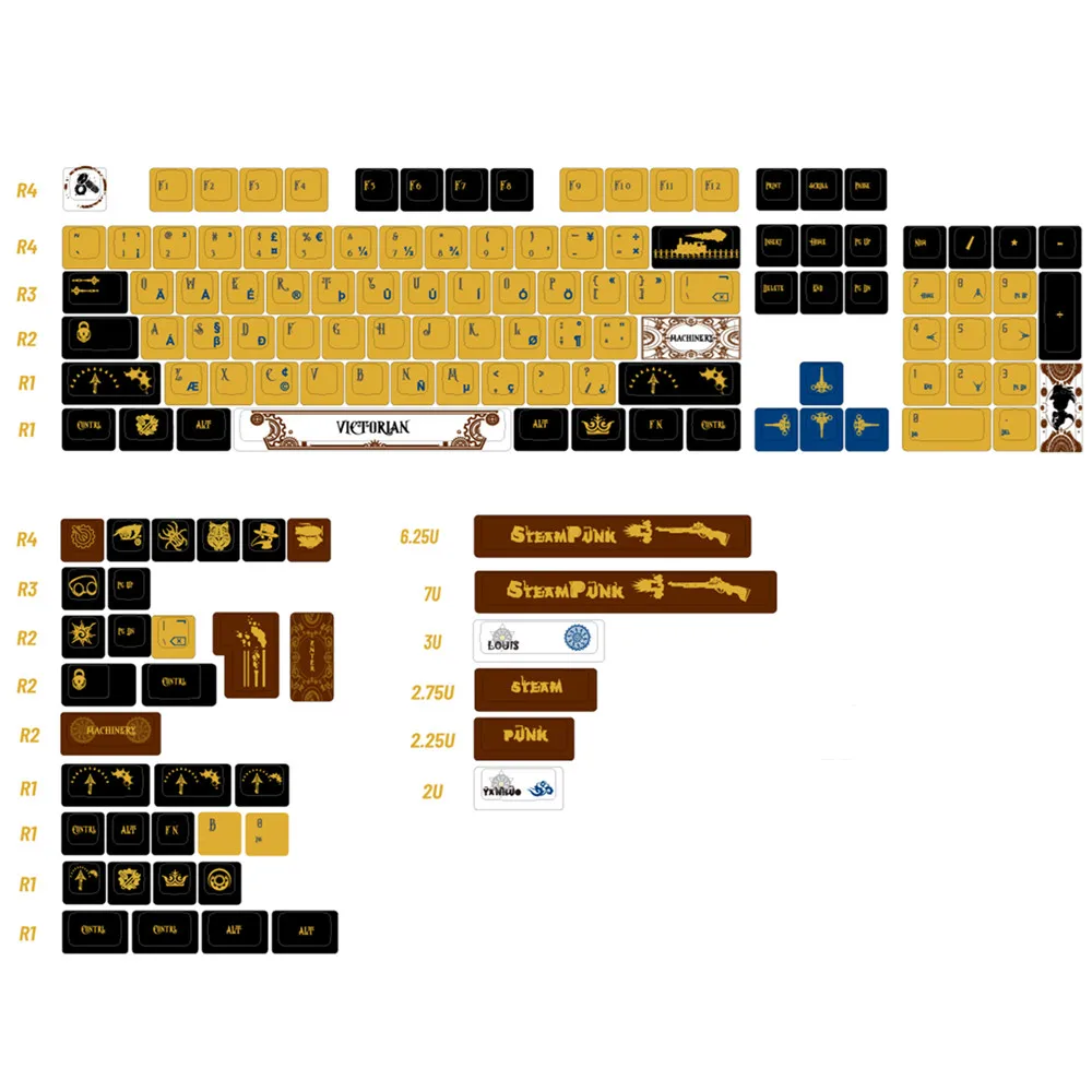 142 tombol Keyboard mekanis Keycap KCA profil pewarna Subbed bahan PBT dengan ISO Enter 2u 2.25u 2.75u 3u 6.25u 7u spasi