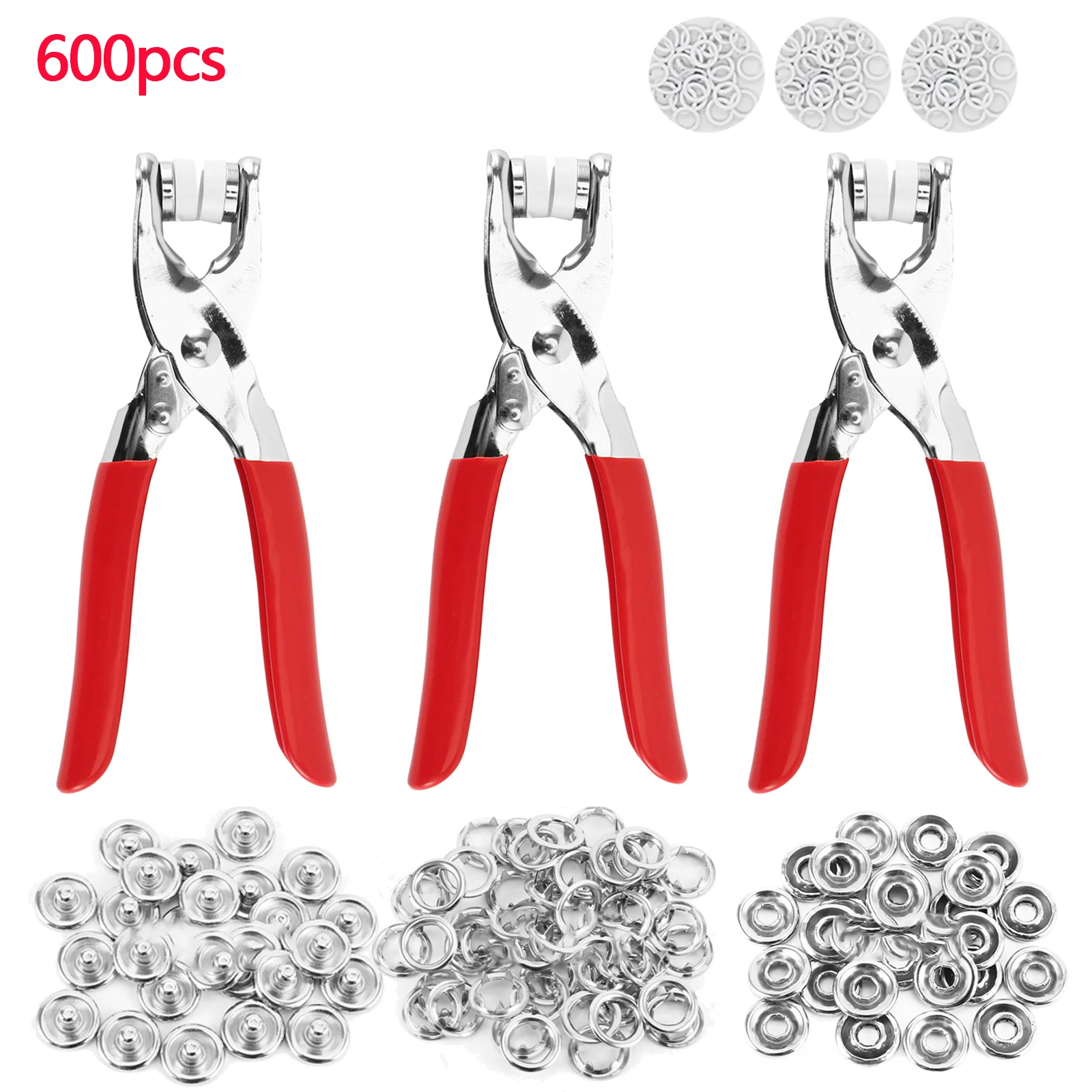 

600Pcs Thickened Snap Fasteners Kit Metal Copper Five Claw Buckle Set with Hand Pressure Pliers Tool DIY Sewing Buttons Craft