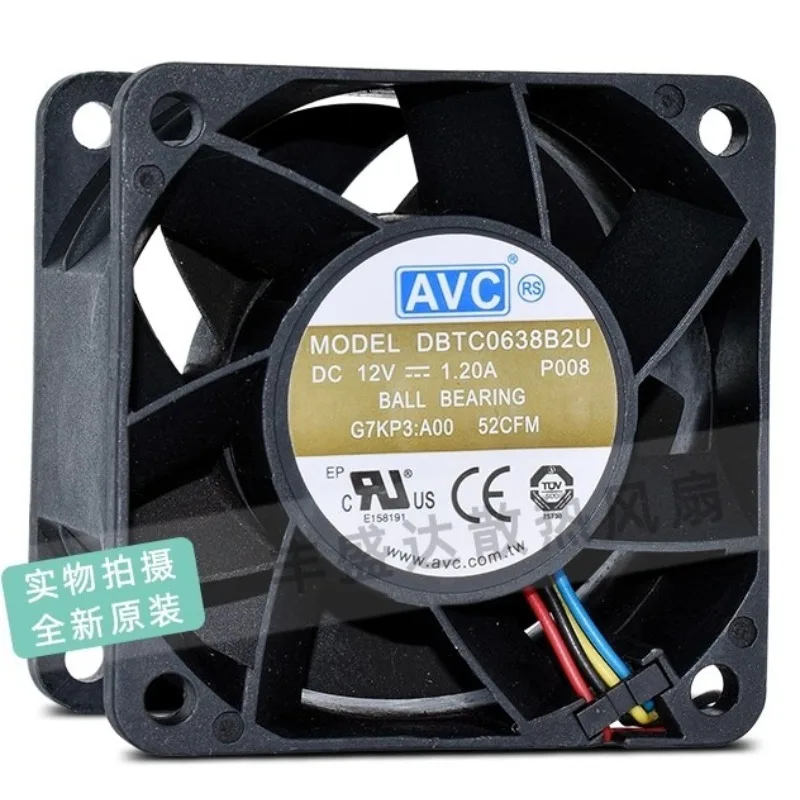 

New Cooler Fan for AVC DBTC0638B2U 6038 12V 1.2A Server Chassis Cooling Fan 60 * 60 * 38MM