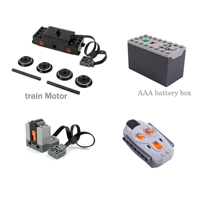 Technologie Onderdelen Treinspoor Motor MOC Blokken Kit Power Functies Met Infrarood Snelheid Afstandsbediening Ontvanger Bakstenen DIY Speelgoed