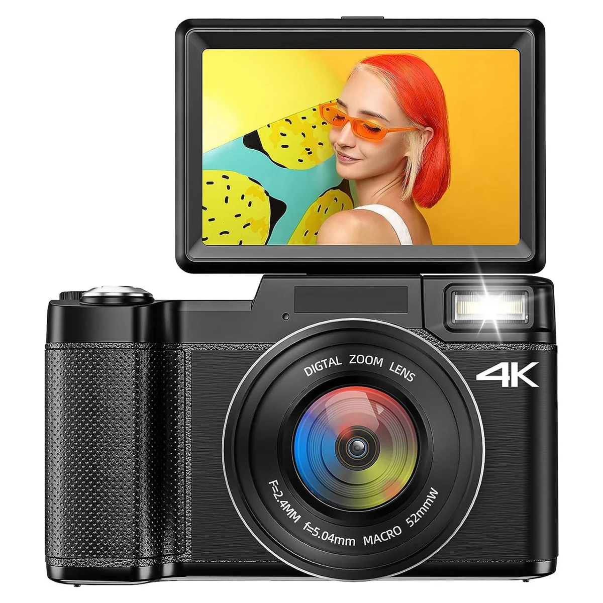 4K Digital Camera for Photography,Autofocus 48MP Vlogging Camera with 16X Digital Zoom, 180°Flip Screen Video Camera