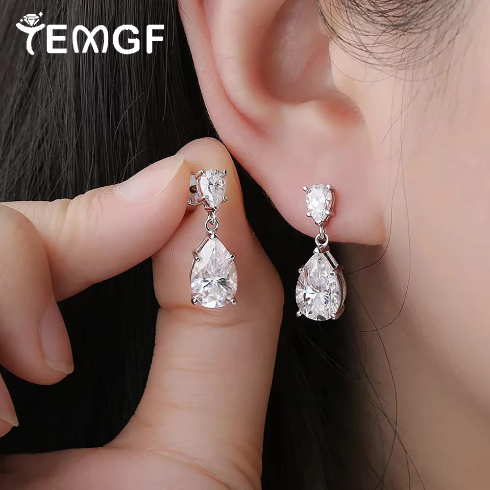 

TEMGF 7CT/Pair Moissanite Studs S925 Sterling Silver Drop Earrings for Women Wedding Engagement Anniversary luxury Fine Jewelry
