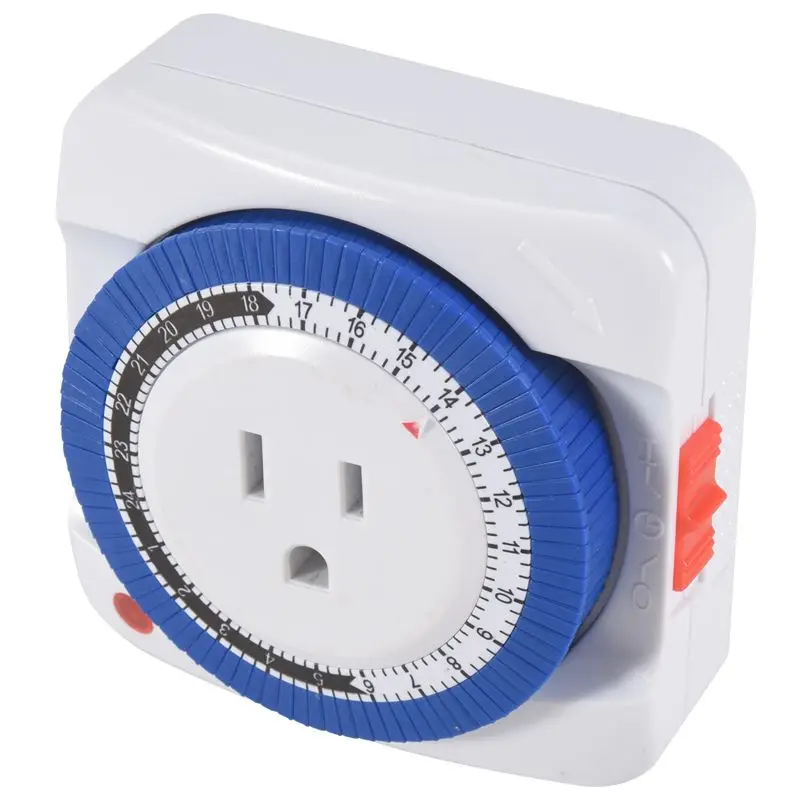 24 Hour Timer Socket Mechanical Program Timer Switch Socket 125V Wall Outlet Protector Energy Saveing(US Plug)-B51B