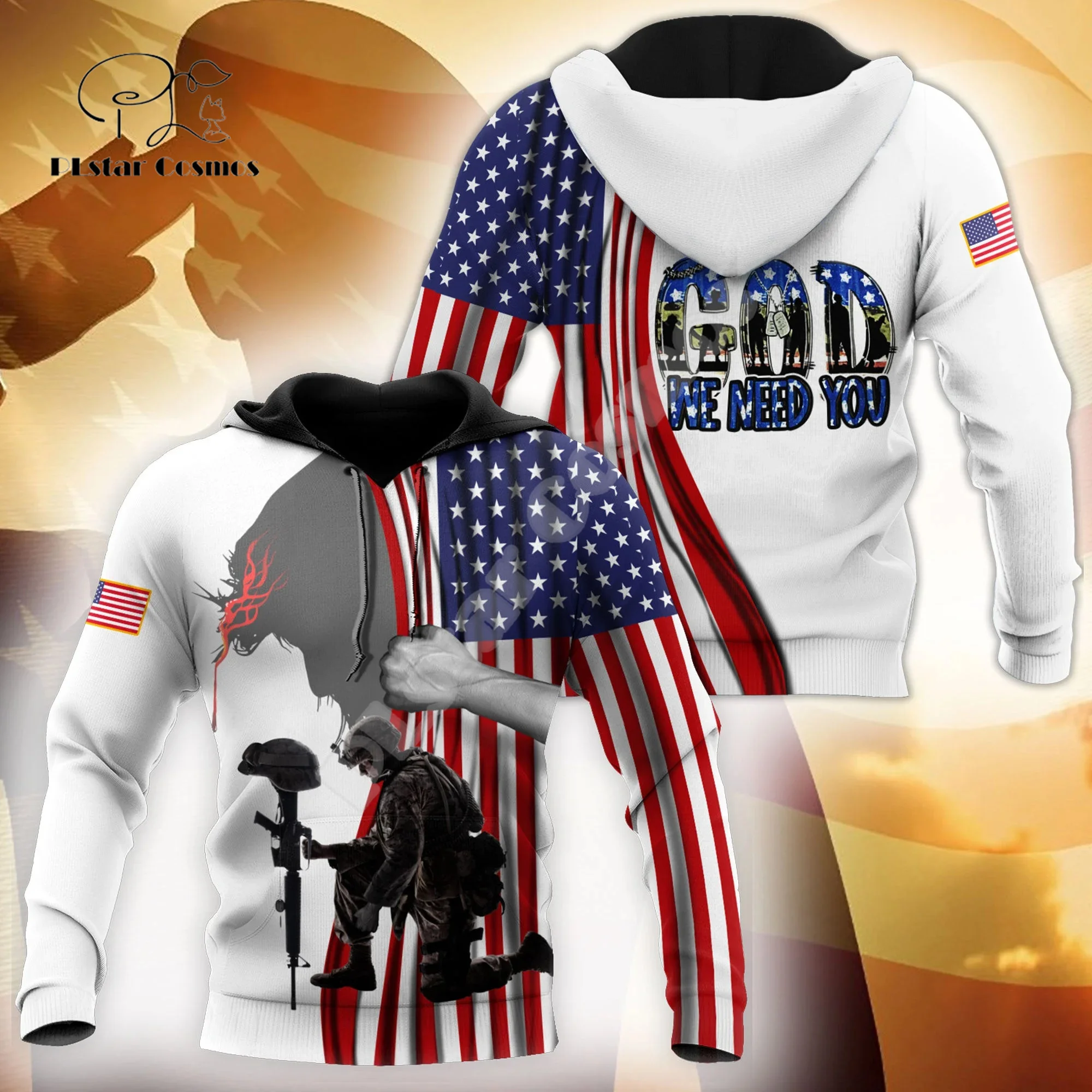 

Custom Name Army Military Veteran Soldier Camo Eagle Long Sleeves Tracksuit 3DPrint Pullover Streetwear Casual Jacket Hoodies 16