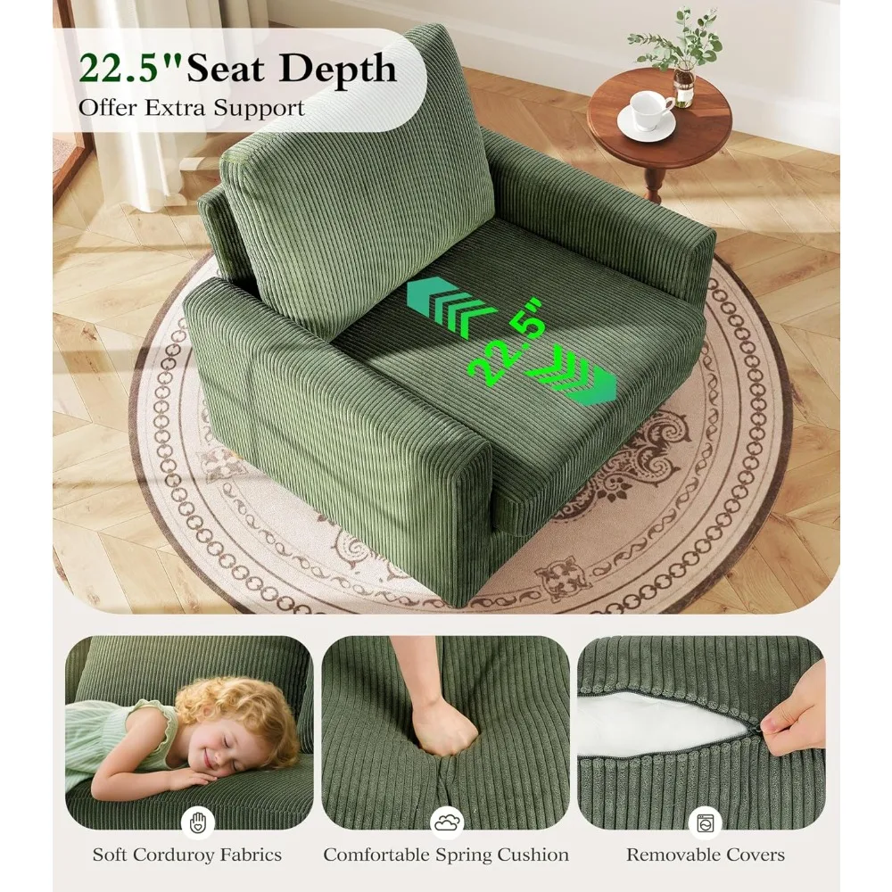 كرسي كبير الحجم 35.5 بوصة، سهل التجميع كراسي غرفة المعيشة، كرسي قراءة سروال قصير لغرفة النوم، لمقعد بعمق 2.5 بوصة #4