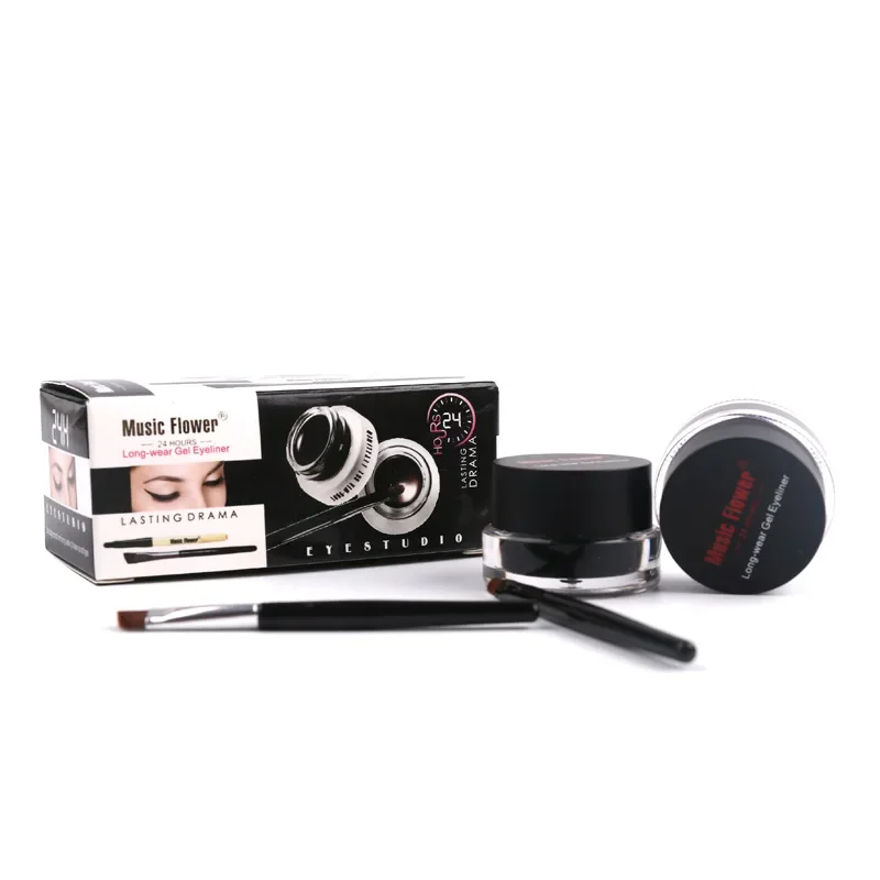 Music Flower 2 in 1 Coffee + Black Gel Eyeliner Make Up Waterproof Cosmetics Set Eye Liner Makeup Eye Maquiagem M1007