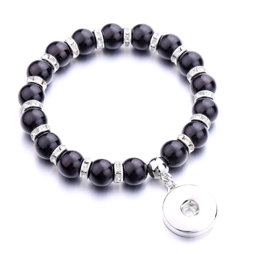 

10pcs Candy Colors Expandable Bead Stretch Strand Bracelet 18mm Snap Button Resin Bangle Charm Jewelry Women