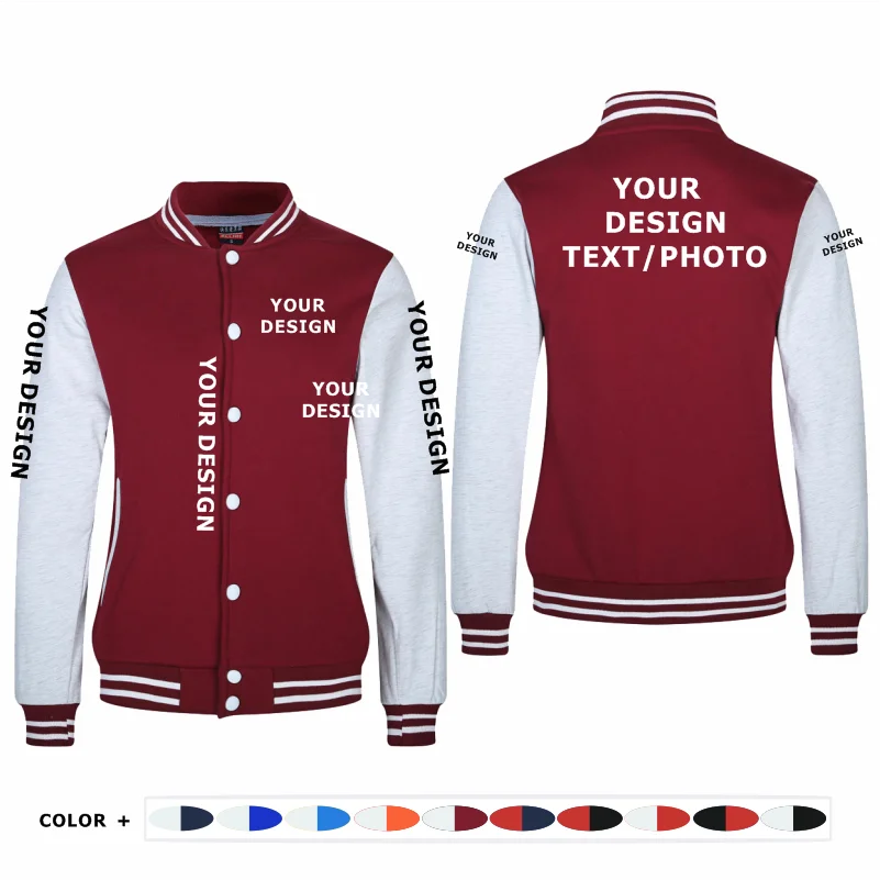 Custom DIY Design Group Uniforms Thicken Warmth Jacket Female/Male Harajuku Fashion Streetwear Baseball Uniform Outdoor Clothes