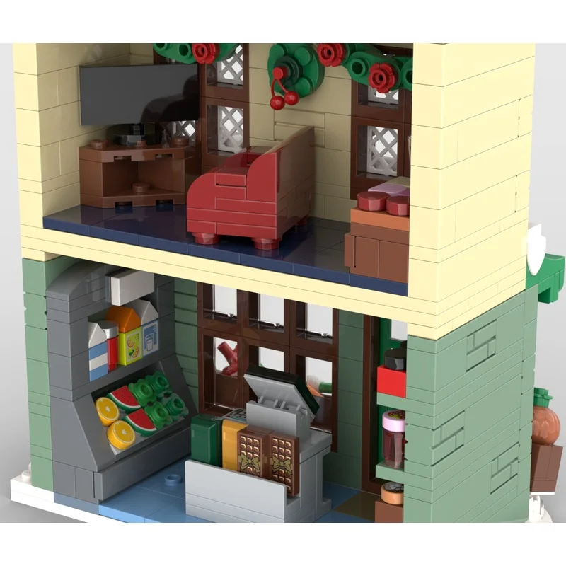 MOC-241660 Winter Village Grocery Store Building Block MOC Streetscape Series Dream Modular Building Blocks 665PCS Creative Toys