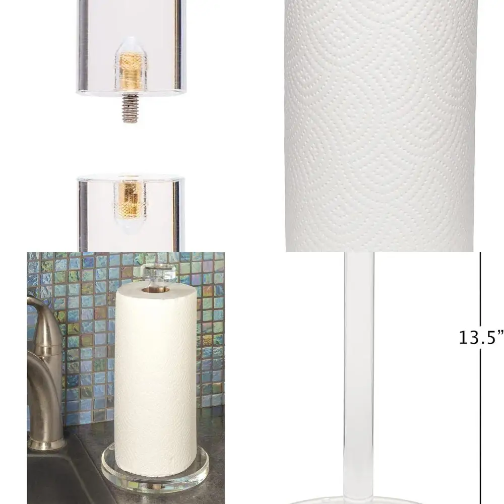 

Clear Acrylic Kitchen Paper Towel Dispenser, Storage Organizer for Countertop, Pantry, Bathroom, Laundry Room, Made in USA, 13.5