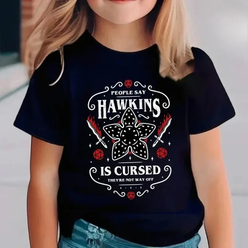 Kinder-T-Shirt im Stranger-Stil für Jungen und Mädchen, Retro-Cartoon-Druck, kurzärmeliges Oberteil, „Good Demodog“-Grafik-T-Shirt, Sommer-Baumwollkleidung – Detail 6