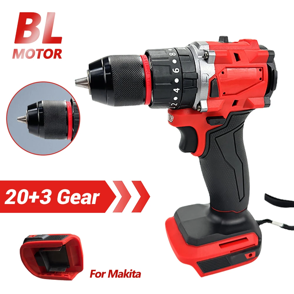 

For Makita 18V/20V Battery Brushless Motor Electric Drill 20+3 Torque Cordless Impact Drill Hammer Multifunctional Power Tools