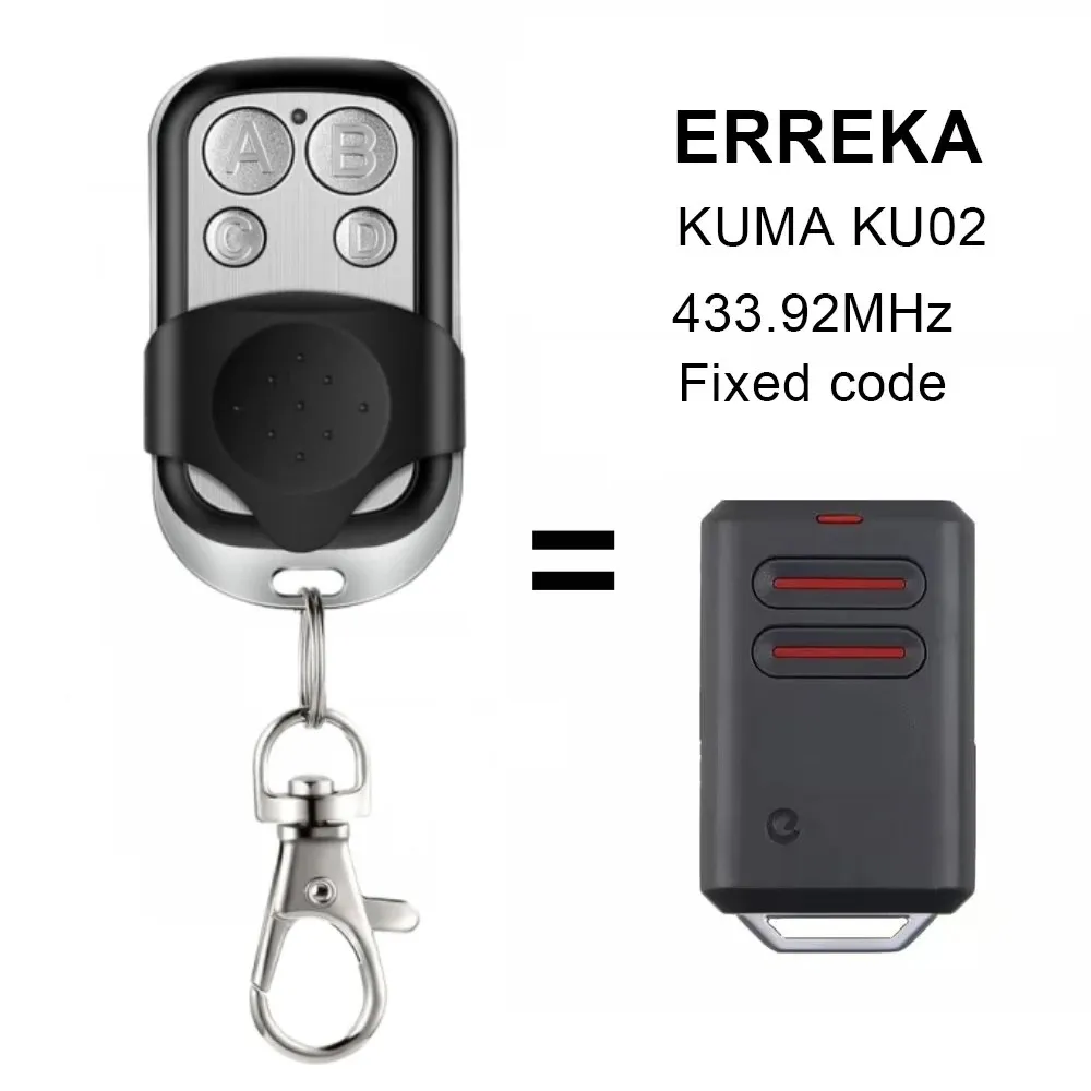 Remote Control For ERREKA KUMA KU02 Duplicator Garage Door Opener 433.92MHz Fixed Code