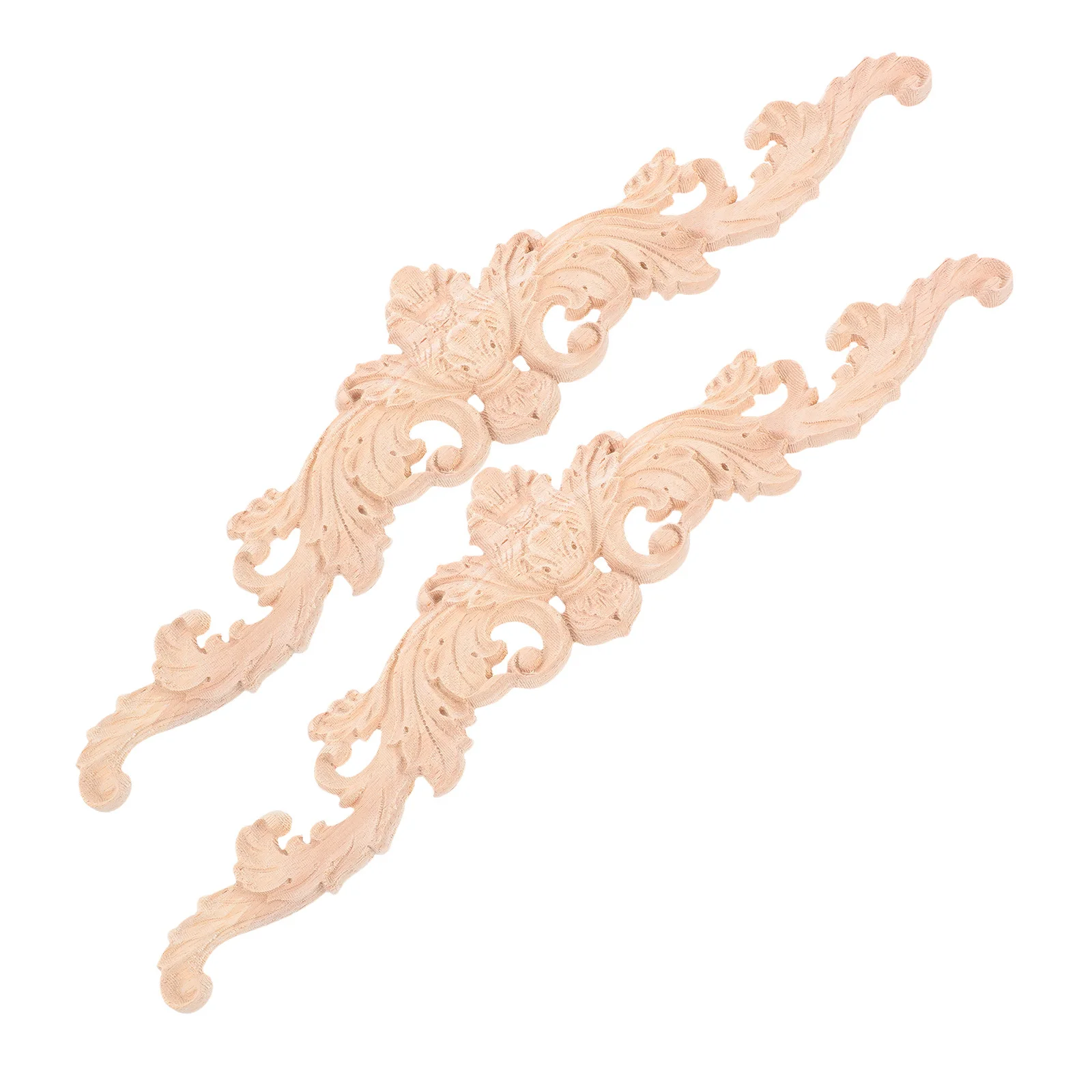 2 قطعة النمط الأوروبي الخشب نحت زين غير مصبوغ الزخرفية لخزانة باب السرير الأثاث زهرة نمط راصعة