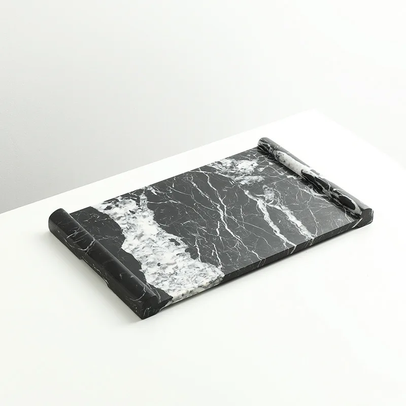 New Chinese Modern Curling Marble Art Tray Exhibition Hall Office Coffee Table Desk Creative Storage Tray Ornament