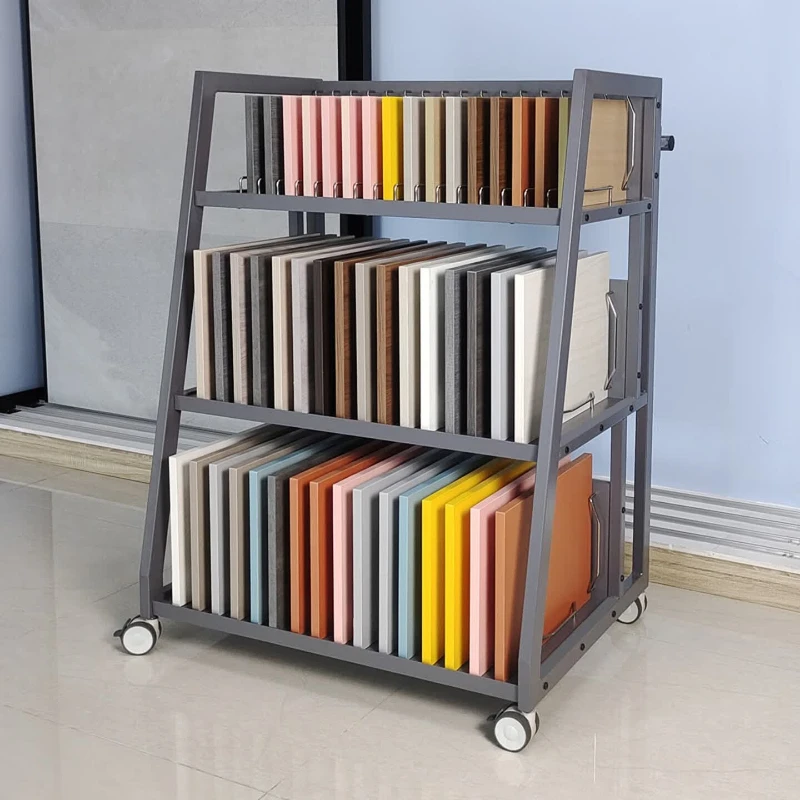 Color card trolley, cabinet door panel, wardrobe sample, color block display rack, mobile color plate rack, trolley,