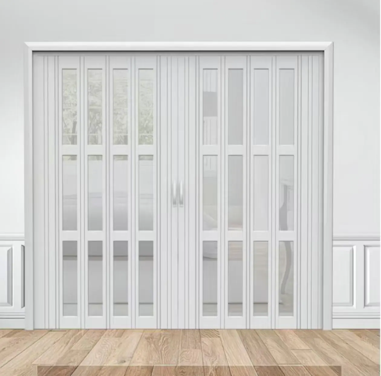 Fashion Hidden Track Design Accordion Folding Door Noise Reduction Meeting Room Folding Door Heavy Duty Finished Fold Able Door