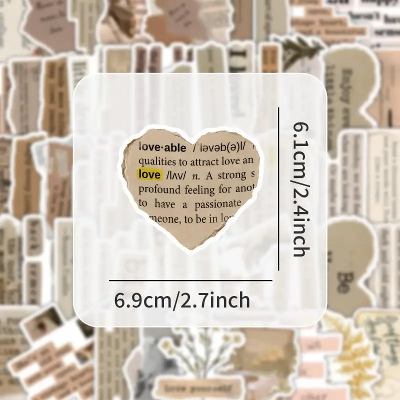 53Pcs Retro Inspirational English Quote Stickers For Journal Decoration DIY Journal Collage Beautiful Newspaper Stickers