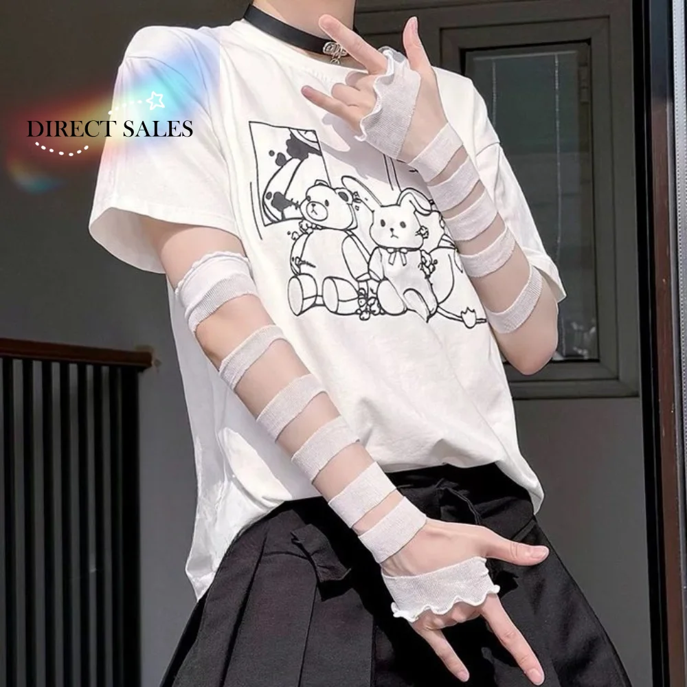 

Streetwear Y2K Strapping Bandage Fingerless Gloves Elastic Wrist Cuffs Bandages Arm Sleeves Punk Subculture Gloves Gothic