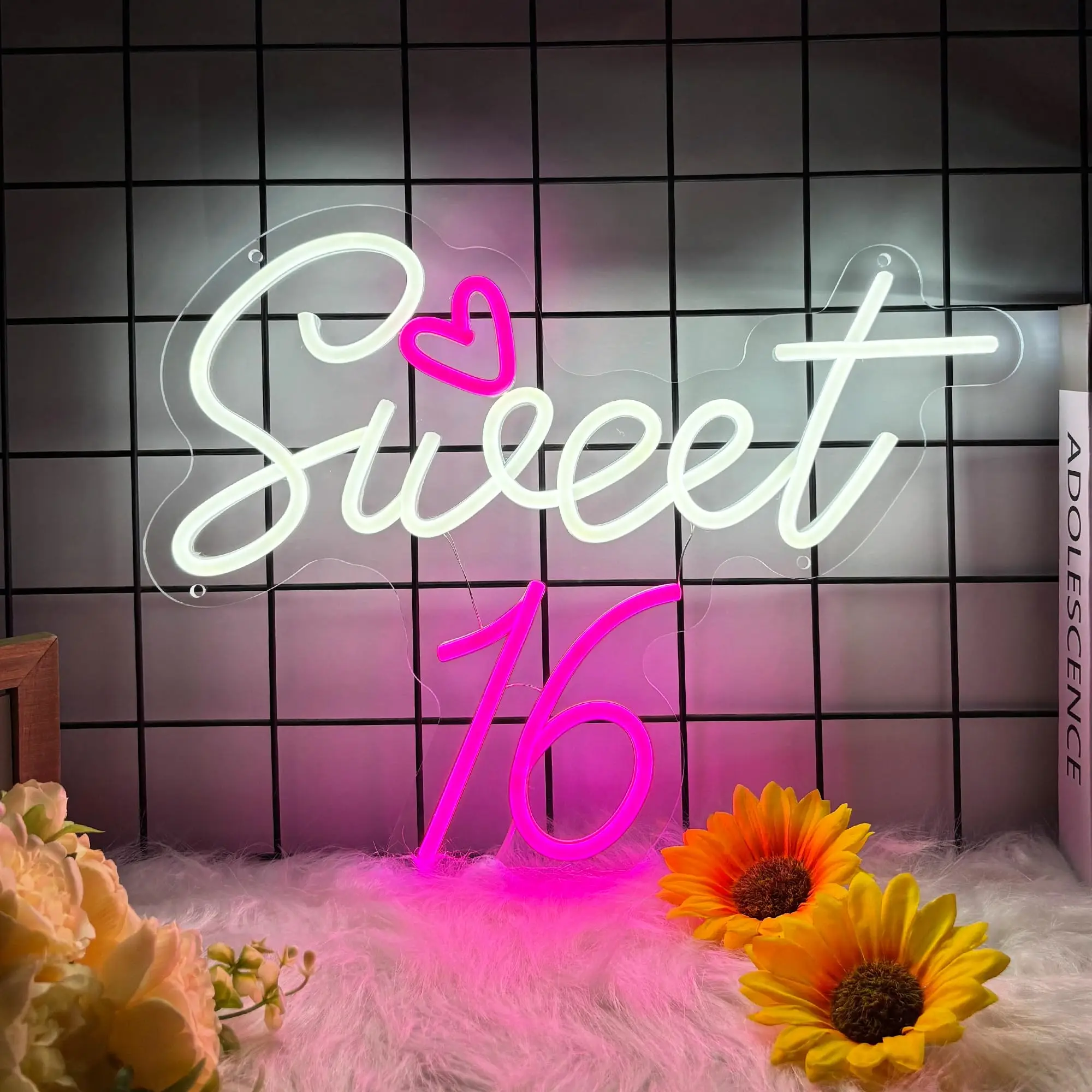 

Sweet 16 Neon Sign, 16th Birthday Party Sign, Dimmer Switch Sweet Sixteen Party Supplies, Happy 16th Birthday Decorations Girls