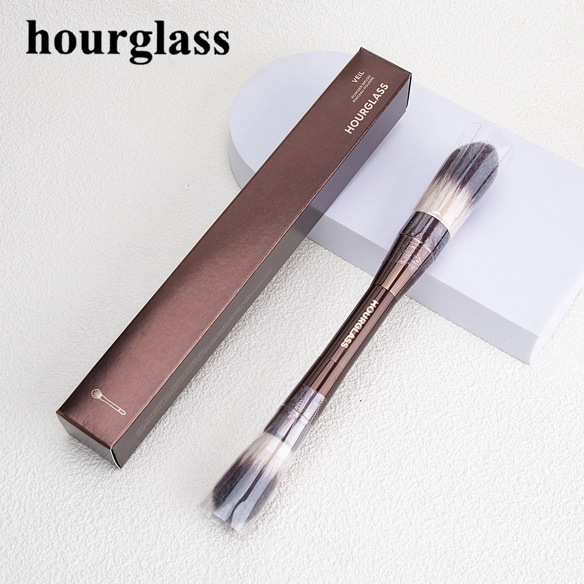 Hourglass Double-ended Powder Makeup Brush Setting Powder Brush Face Contour Sculpting Makeup Tool Fluffy Loose Powder Brush