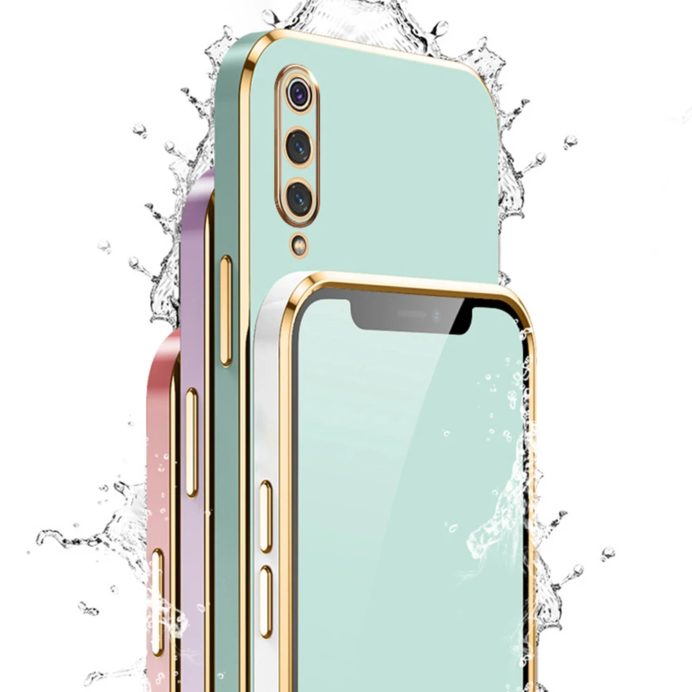 For Xiaomi Mi 9 Case Luxury Square Plating Xiaomi 9 Pro Phone Case Mi 9 Pro mi9 Pro ShockProof Soft Silicone Back Cover  Fundas