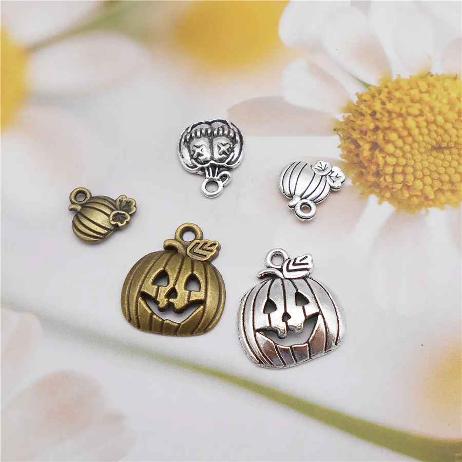 Julie Wang 25PCS Halloween Charms Vintage Pumpkin Mixed Antique Colors Necklace Pendant Jewelry Making Accessory