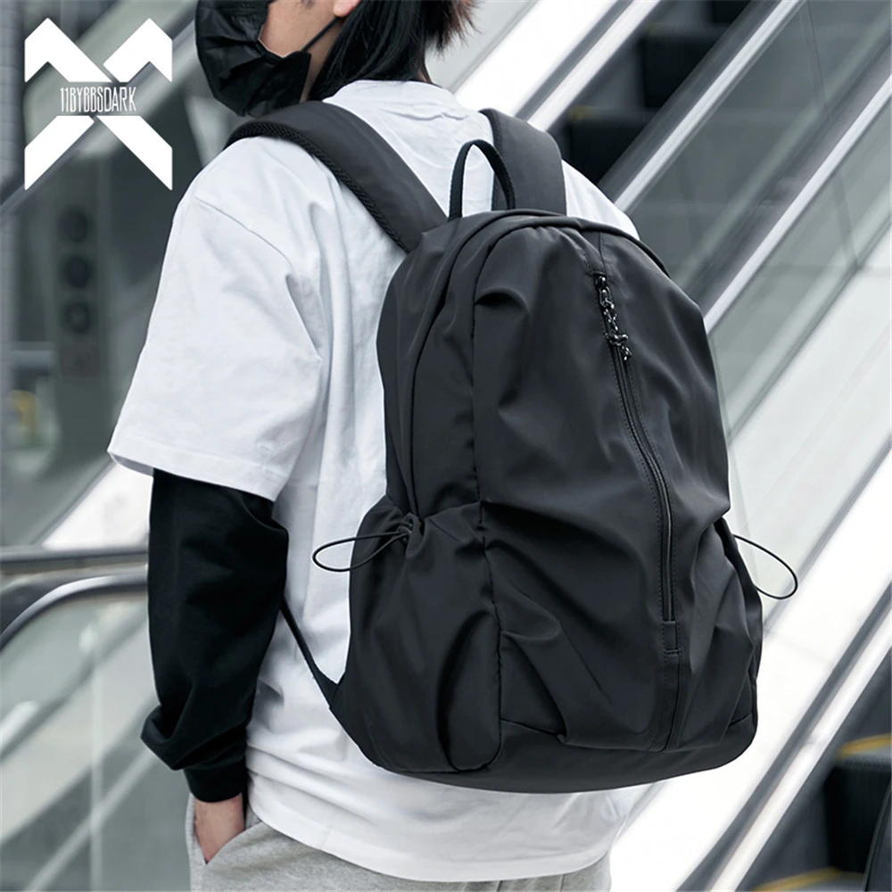 Hip Hop Men's Backpacks 2024 Waterproof 15.6 Laptop Backpack Streetwear Unisex High Street Travel Hiking School Bags Black