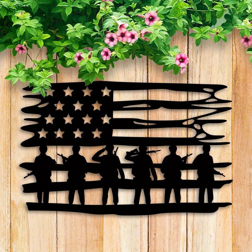 Custom American Patriot Soldier Metal Sign – Personalized Name for Independence Day Decor, Fourth of July Wall Art, Unique Gift