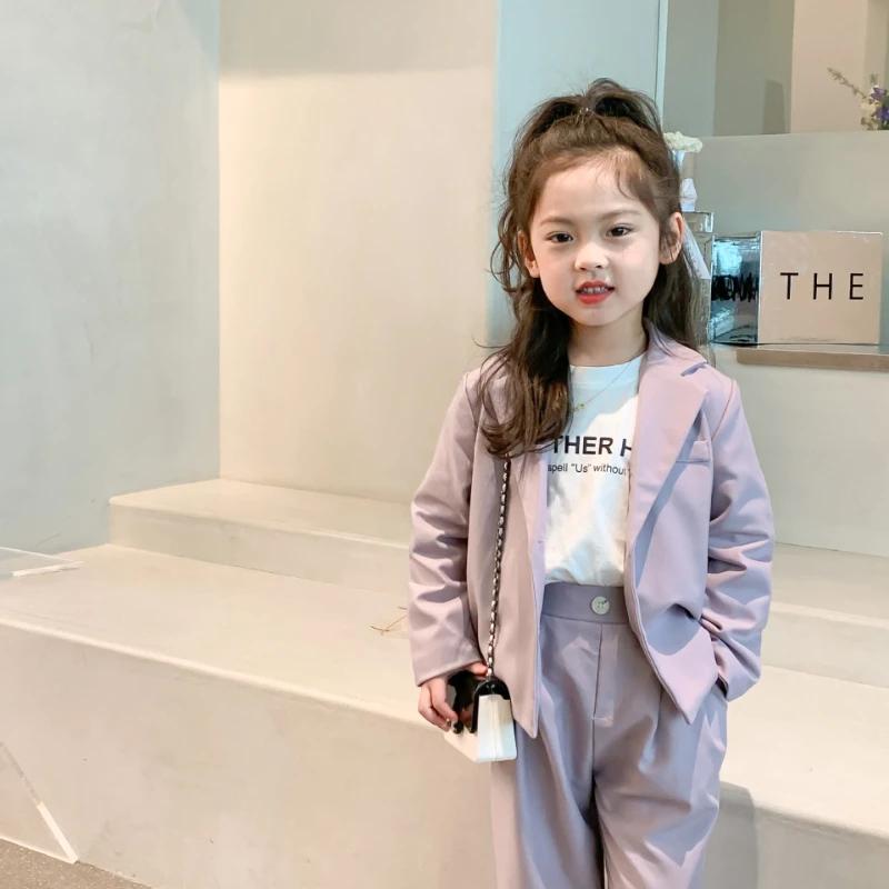 Children Jackets+Pants 2pcs Outfits Baby Girls Blazer Suits Clothing Sets Fashion Spring New Formal Korea Kids Casual Suit 2024