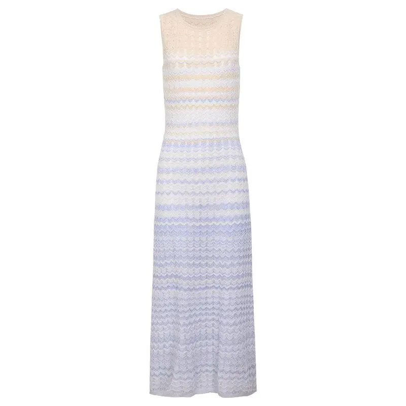 

Elegant Long Knitted Gradient Sleeveless round Neck Dress Women's Fashion City Commute Slimming Fit All Season Dress