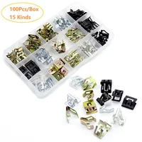 15 tipos de modelos de Clips de Metal que se adaptan a radios de carrocería de coche, tablero, DVD, retenedores tipo U, Panel embellecedor de instrumentos