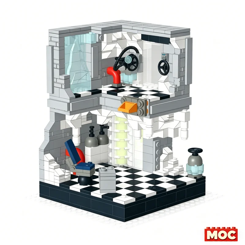 New 621PCS MOC Famous Buildings in Movies Mr. Freeze Laboratory Model Custom Blocks DIY Creativity Assembly Educational Toy Gift