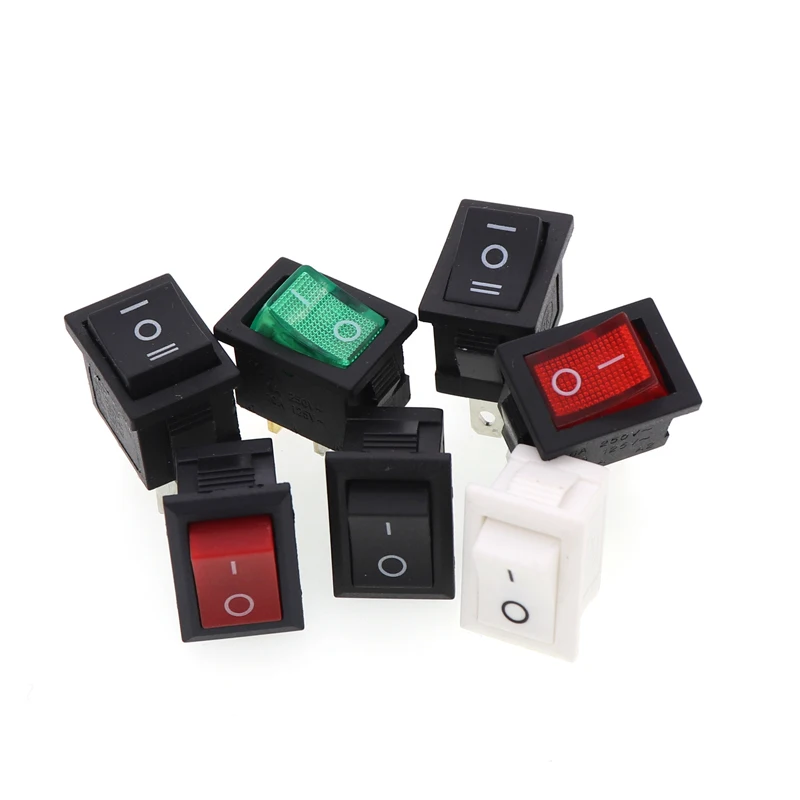 KCD1-101 inclined Plane 2Pin Rocker Switch 2 Position 6A 250VAC / 10A 125VAC ON-OFF Power Switch Red Orange Yellow Green