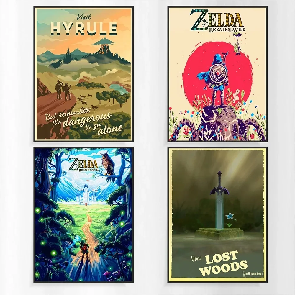 Zelda Travel Landscape Hyrule Rural Wall Picture Canvas Painting Wild Breath Living Room Decoration