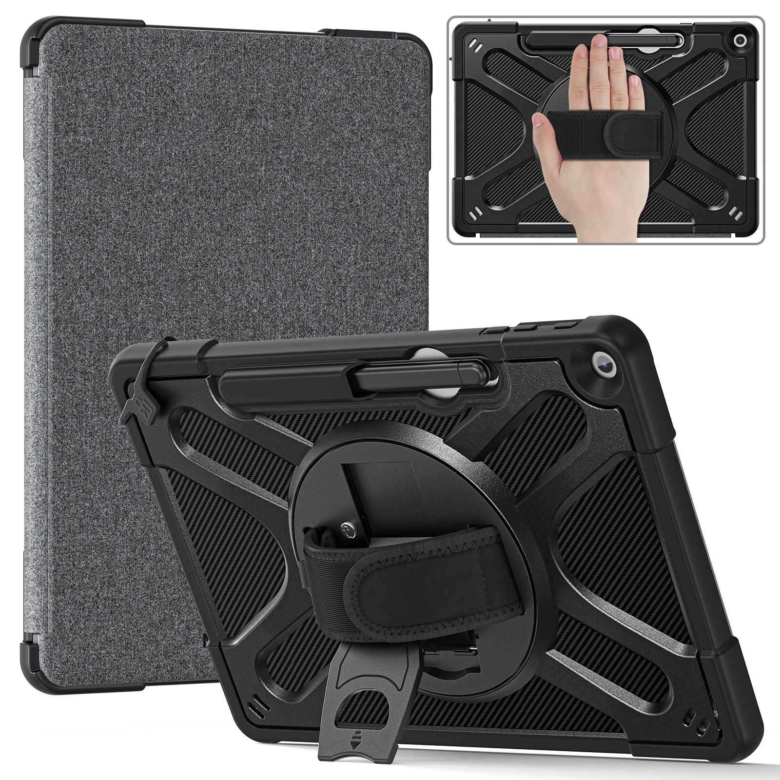 

Shockproof Hybrid Case For Microsoft Surface Pro 12 inch 2025 12" Heavy Duty Cover With Pen Slot Hand Strap 3-Layers Protection