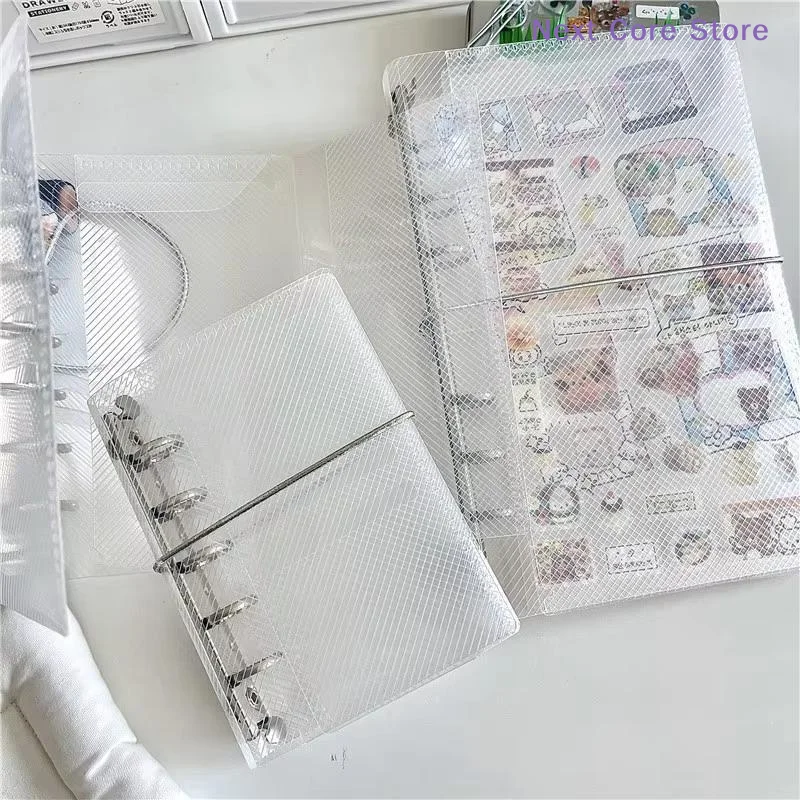 [NC]M5 A6 Diagonal PP Three Fold PP Loose Notebook Cover Mini Portable Sticker Small Card Photo Storage Ledger[NC]