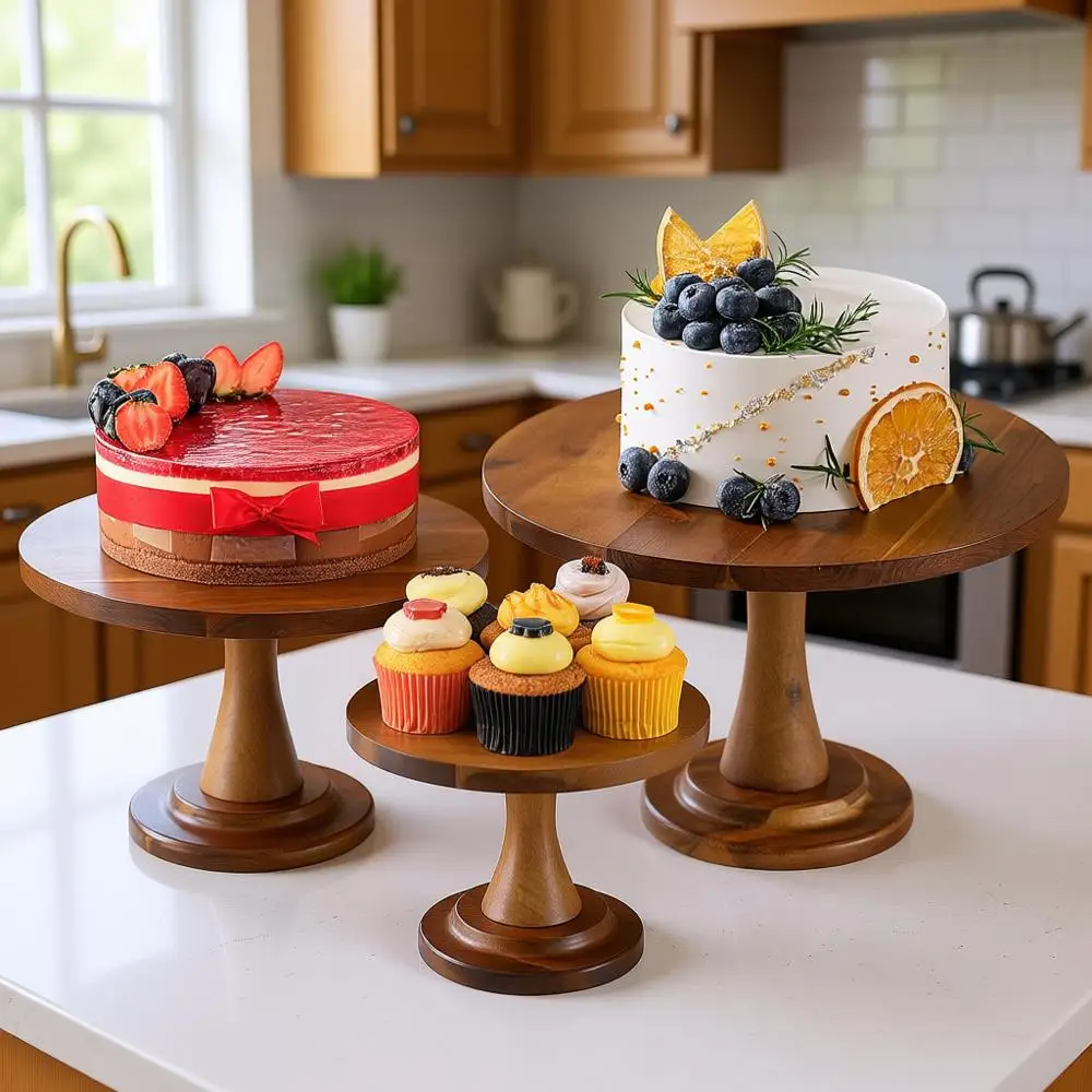 

Деревянная 3-ярусная подставка для торта из акации в деревенском стиле — идеально подходит для свадеб, дней рождения и праздничных мероприятий