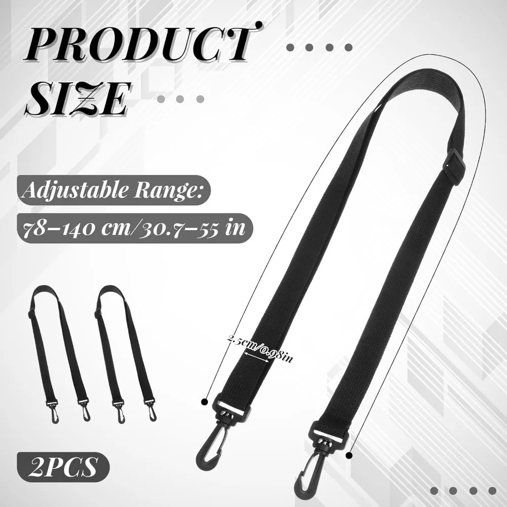 Laptop Bag Strap Replacement, 55 Inch Crossbody with Metal Hooks, 0.98 Inch Wide Nylon view 2