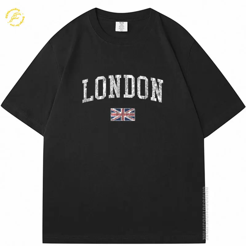 

London England Vintage Graphic Design British Flag Tshirt XXL T-Shirt Camiseta Hombre Одежда Korean Reviews Many Men's Clothes