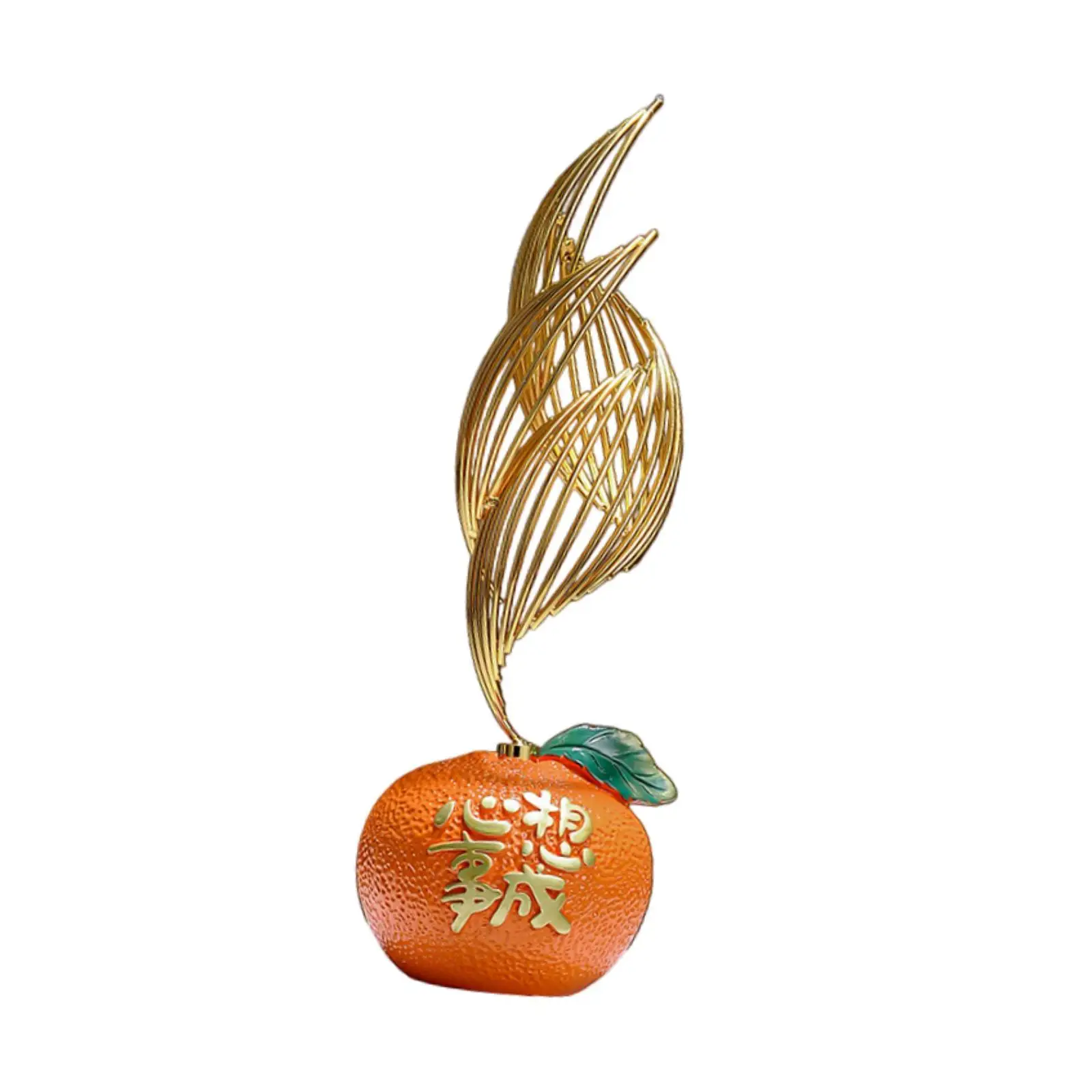 Orange Figurine Chinese Style Decorative Ornament Birthday Gift Fruit Statue for Entrance Bookshelf Entryway Bedroom Home Decor