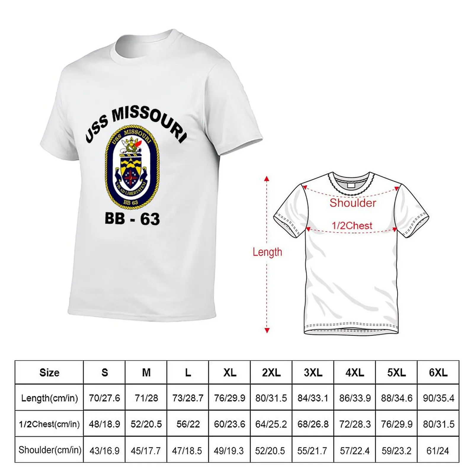 USS Missouri (BB-63) Crest T-Shirt Casual All Match Short Sleeve T-Shirt