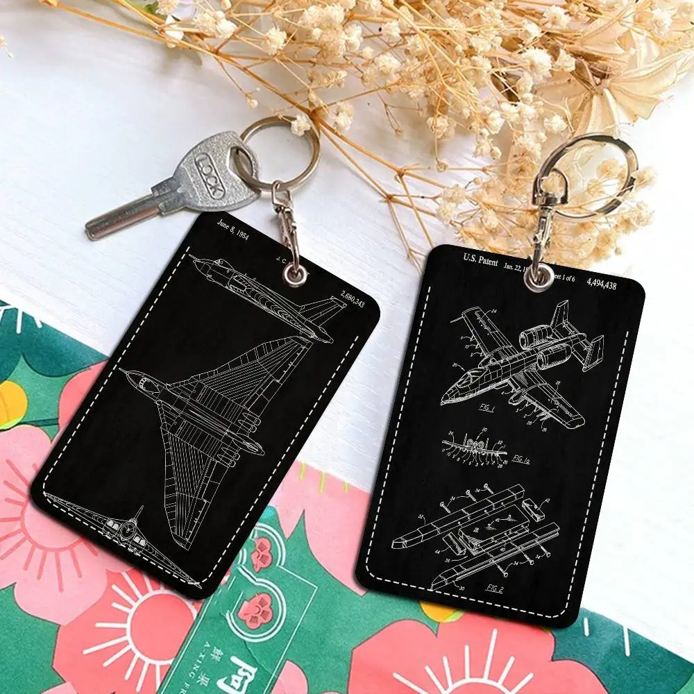 

Aircraft Patent PU Soft Leather Rectangular Key Card Holder Induction Elevator Protection Cover Youth Faion Accory