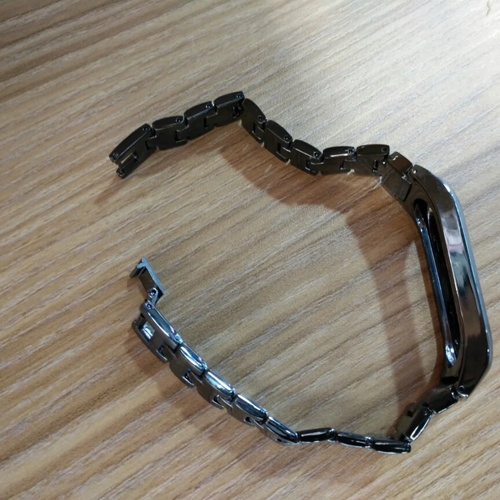 

Stainless Steel Strap Replacement for 2 Black Metal Durable Comfortable Smart Bracelet Replacement Bands